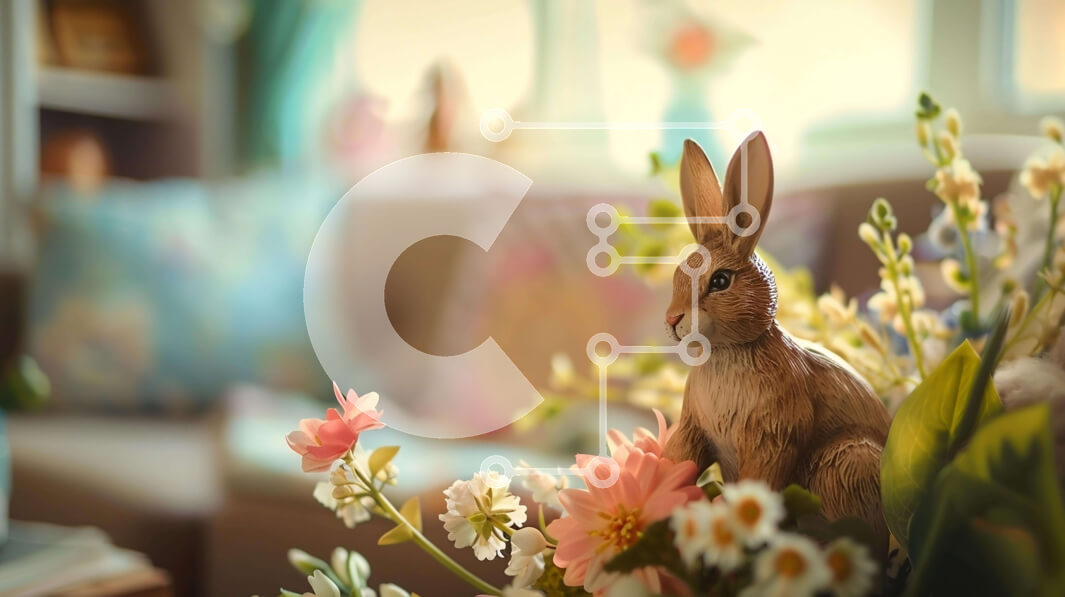 Intra Συλλεκτικό Ξύλινο Παζλ Plywood  4mm - Ειδώλιο λαγουδάκι του Πάσχα σε λουλούδια με βιβλία Σε Ξύλινο Κουτί - Διαστάσεις: 10x10 cm – 25 κομμάτια