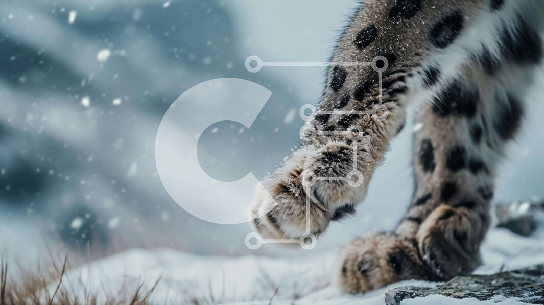 Intra Συλλεκτικό Ξύλινο Παζλ Plywood  4mm - Snow Leopard Paws στο χιόνι Σε Ξύλινο Κουτί - Διαστάσεις: 10x10 cm – 25 κομμάτια