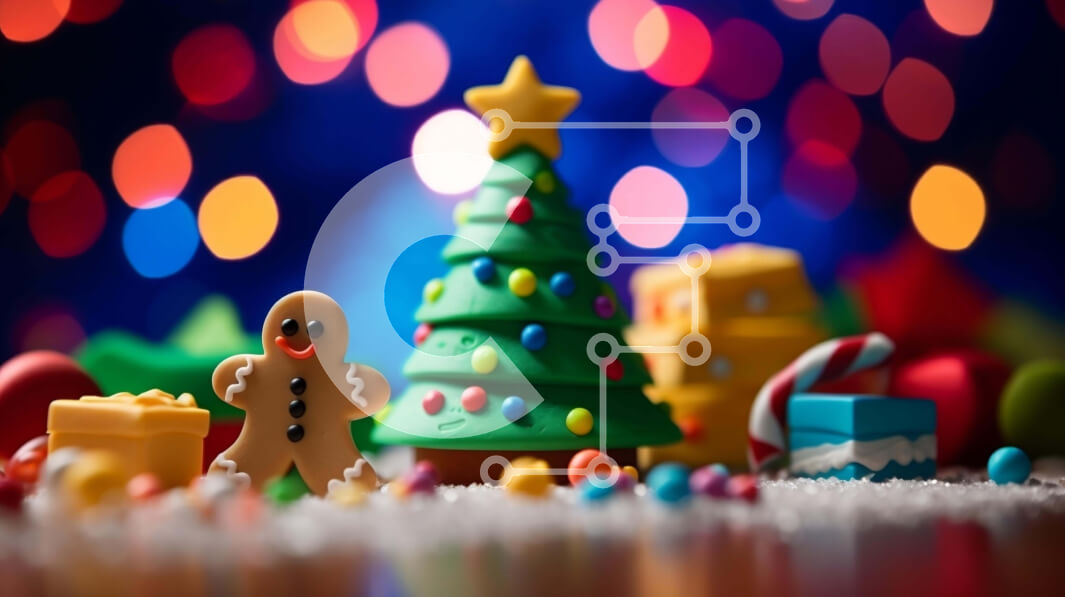 Intra Συλλεκτικό Ξύλινο Παζλ Plywood  4mm - Εορταστικές γιορτινές διακοσμήσεις με χριστουγεννιάτικο δέντρο, μπισκότα μελόψωμο και καλάμια καραμέλας Σε Ξύλινο Κουτί - Διαστάσεις: 10x10 cm – 25 κομμάτια