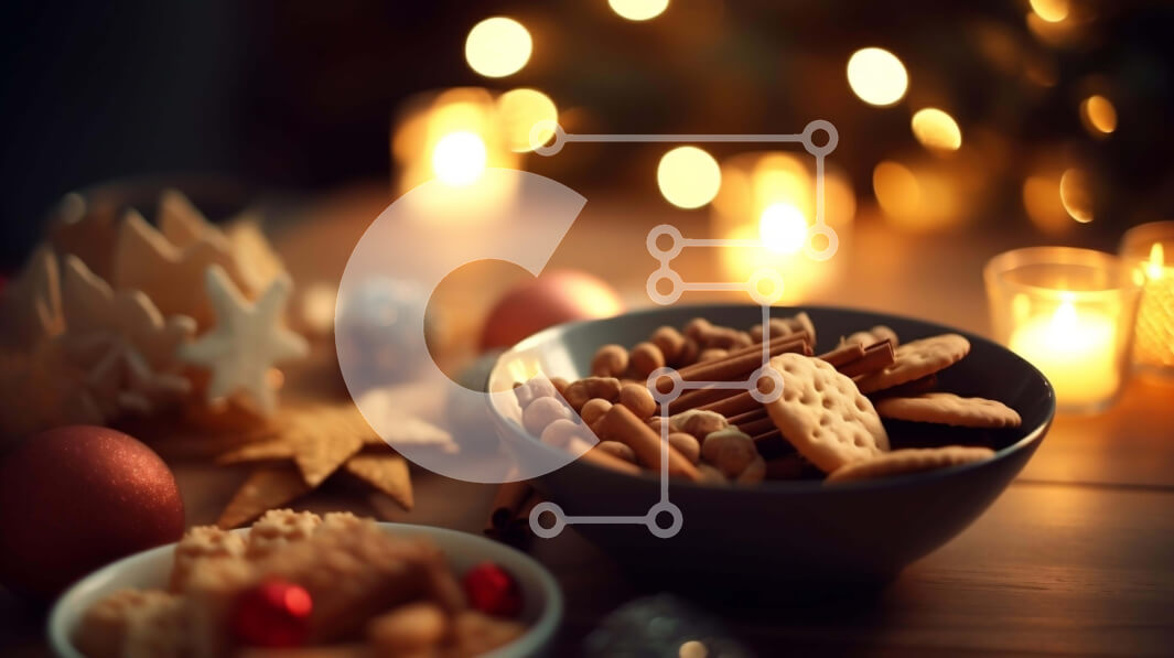 Intra Συλλεκτικό Ξύλινο Παζλ Plywood  4mm - Μπολ με μπισκότα και κράκερ με κεριά και στολίδια Σε Ξύλινο Κουτί - Διαστάσεις: 10x10 cm – 25 κομμάτια