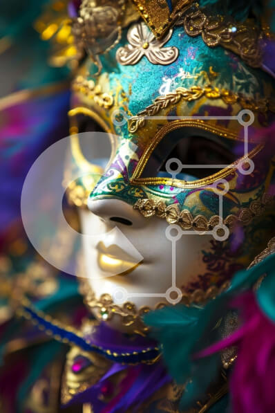 Intra Συλλεκτικό Ξύλινο Παζλ Plywood  4mm - Πολύχρωμη Φτερωτή Μάσκα Μεταμφίεσης για Καρναβάλι ή Mardi Gras Σε Ξύλινο Κουτί - Διαστάσεις Puzzle: 10x10 cm – 25 κομμάτια