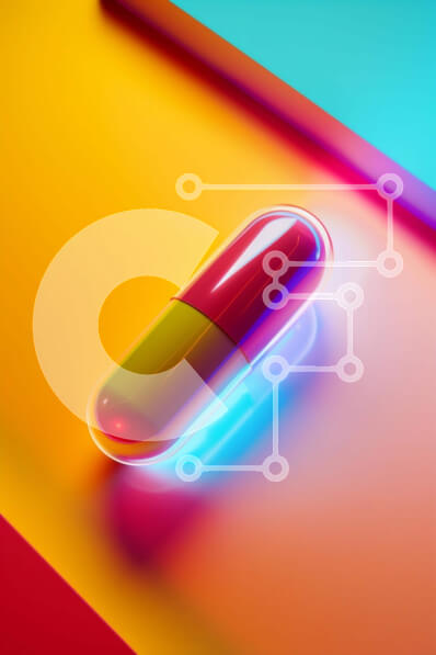 Intra Συλλεκτικό Ξύλινο Παζλ Plywood  4mm - Αφηρημένο πολύχρωμο χάπι σε πολύχρωμο φόντο Σε Ξύλινο Κουτί - Διαστάσεις Puzzle: 10x10 cm – 25 κομμάτια