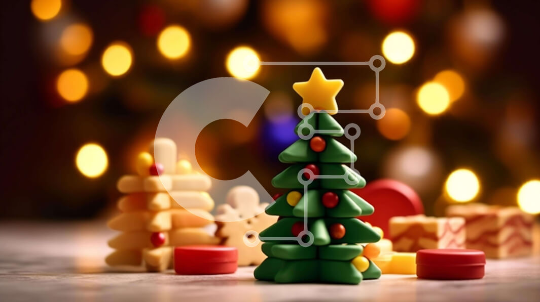 Intra Συλλεκτικό Ξύλινο Παζλ Plywood  4mm - Εορταστικά στολίδια και μπισκότα χριστουγεννιάτικων δέντρων Σε Ξύλινο Κουτί - Διαστάσεις: 10x10 cm – 25 κομμάτια