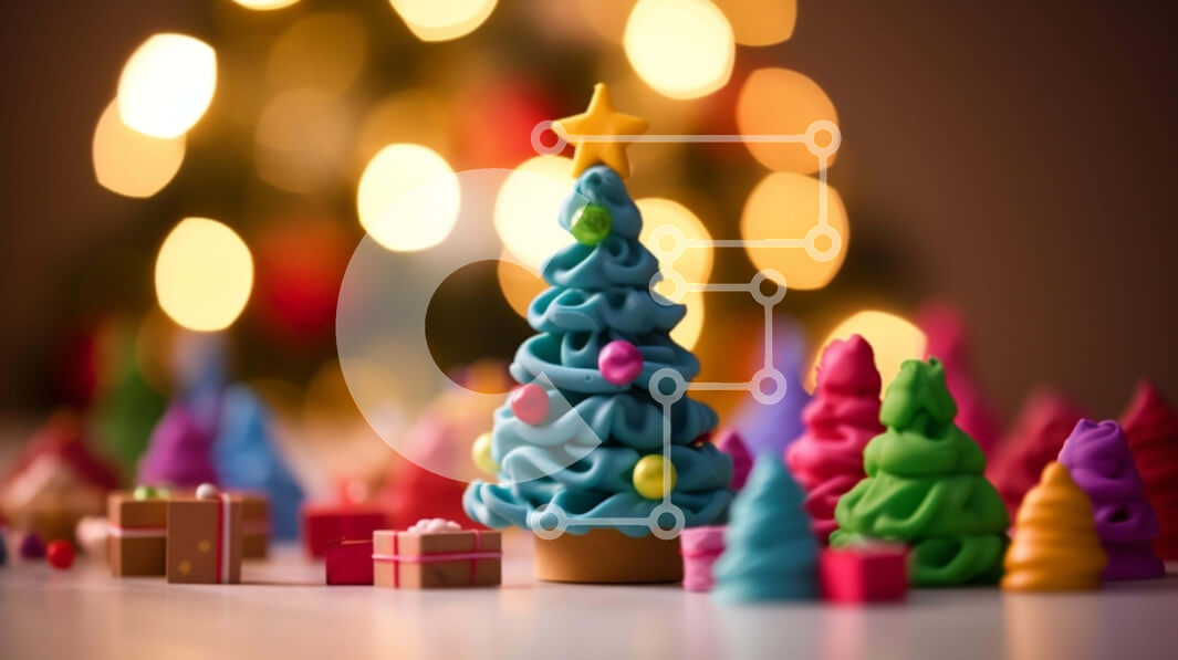 Intra Συλλεκτικό Ξύλινο Παζλ Plywood  4mm - Πολύχρωμο χριστουγεννιάτικο δέντρο με δώρα και στολίδια Σε Ξύλινο Κουτί - Διαστάσεις: 10x10 cm – 25 κομμάτια