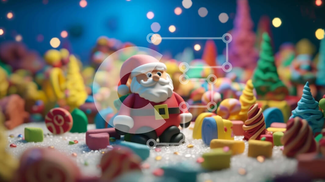 Intra Συλλεκτικό Ξύλινο Παζλ Plywood  4mm - Εορταστικό ειδώλιο Άγιου Βασίλη που περιβάλλεται από μπαστούνια καραμελών και γλυκά Σε Ξύλινο Κουτί - Διαστάσεις: 10x10 cm – 25 κομμάτια