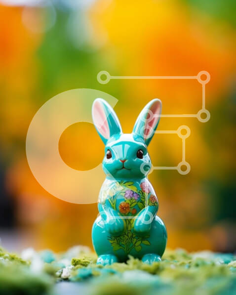 Intra Συλλεκτικό Ξύλινο Παζλ Plywood  4mm - Πασχαλινή διακόσμηση λαγουδάκι σε πράσινο γρασίδι Σε Ξύλινο Κουτί - Διαστάσεις Puzzle: 10x10 cm – 25 κομμάτια