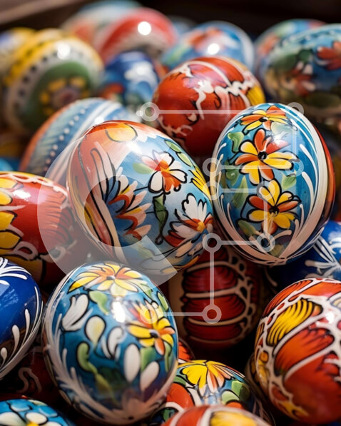 Intra Συλλεκτικό Ξύλινο Παζλ Plywood  4mm - Πολύχρωμα βαμμένα Πασχαλινά αυγά στην οθόνη Σε Ξύλινο Κουτί - Διαστάσεις: 10x10 cm – 25 κομμάτια