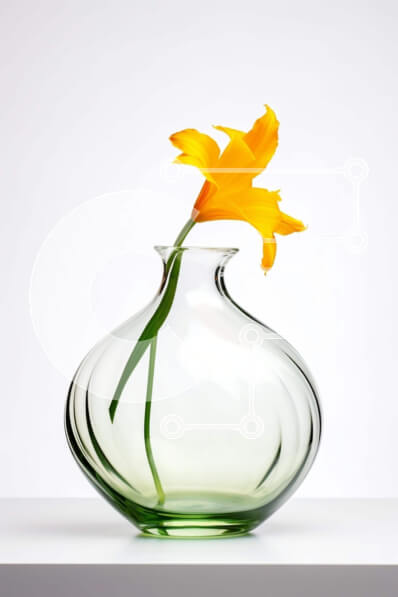 Σετ των 2 Intra Συλλεκτικό Ξύλινο Παζλ Plywood  4mm - Διαφανές γυάλινο βάζο με άνθος πορτοκαλιού Σε Ξύλινο Κουτί - Διαστάσεις: 10x10 cm – 25 κομμάτια