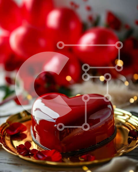 Intra Συλλεκτικό Ξύλινο Παζλ Plywood  4mm - Τούρτα σε σχήμα καρδιάς με μπαλόνια και τριαντάφυλλα Σε Ξύλινο Κουτί - Διαστάσεις: 10x10 cm – 25 κομμάτια