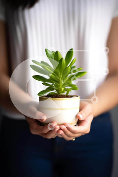 Σετ των 2 Intra Συλλεκτικό Ξύλινο Παζλ Plywood  4mm - Γυναίκα με υγιές φυτό σε γλάστρα Σε Ξύλινο Κουτί - Διαστάσεις: 10x10 cm – 25 κομμάτια