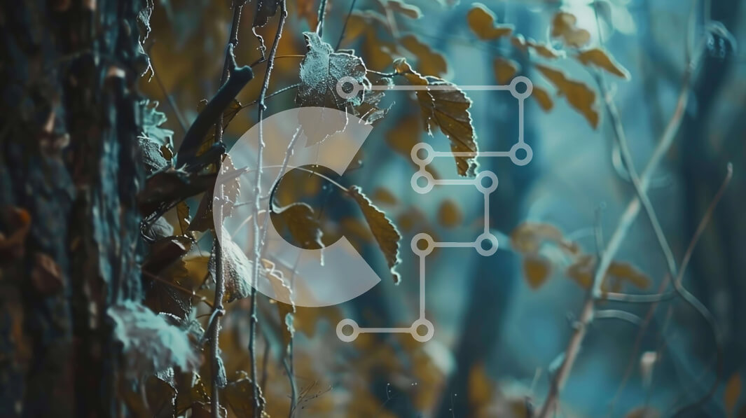 Intra Συλλεκτικό Ξύλινο Παζλ Plywood  4mm - Φύλλα και κλαδιά καλυμμένα με παγετό σε ένα χειμερινό δάσος Σε Ξύλινο Κουτί - Διαστάσεις: 10x10 cm – 25 κομμάτια