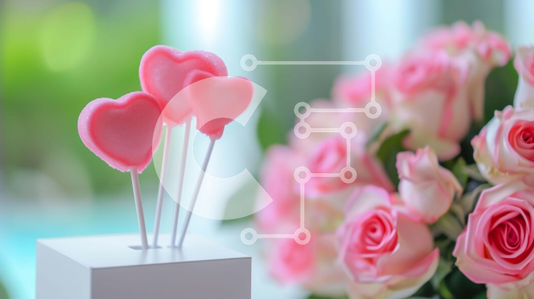 Intra Συλλεκτικό Ξύλινο Παζλ Plywood  4mm - Διακοσμητικά για την ημέρα του Αγίου Βαλεντίνου με γλειφιτζούρια σε σχήμα καρδιάς και ροζ τριαντάφυλλα Σε Ξύλινο Κουτί - Διαστάσεις: 10x10 cm – 25 κομμάτια