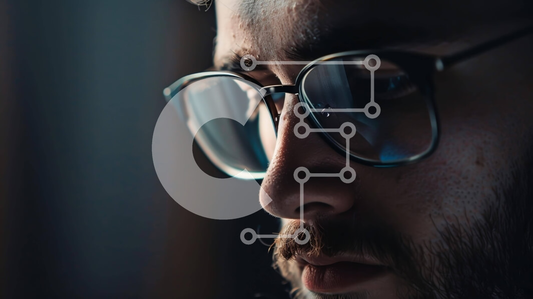 Intra Συλλεκτικό Ξύλινο Παζλ Plywood  4mm - Άνδρας που φοράει γυαλιά και κοιτάζει μακριά από την κάμερα Σε Ξύλινο Κουτί - Διαστάσεις Puzzle: 10x10 cm – 25 κομμάτια