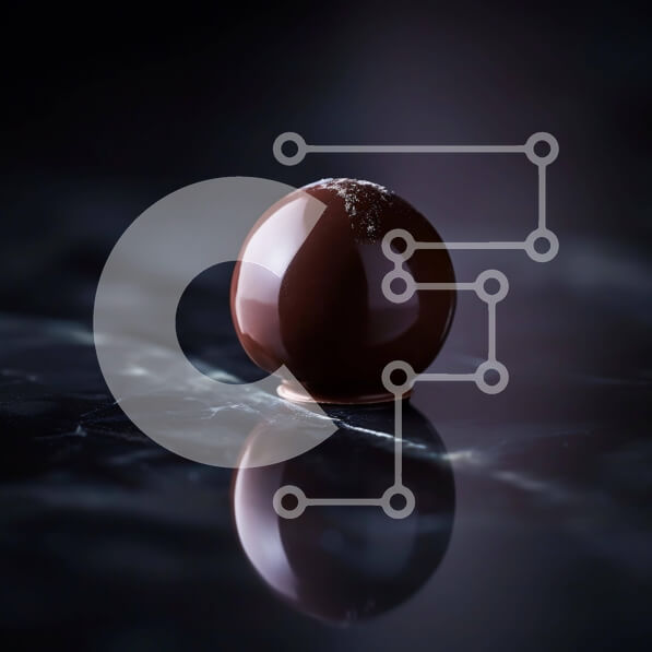 Σετ των 2 Intra Συλλεκτικό Ξύλινο Παζλ Plywood  4mm - Μπάλα σοκολάτας σε σκοτεινή επιφάνεια Σε Ξύλινο Κουτί - Διαστάσεις: 10x10 cm – 25 κομμάτια