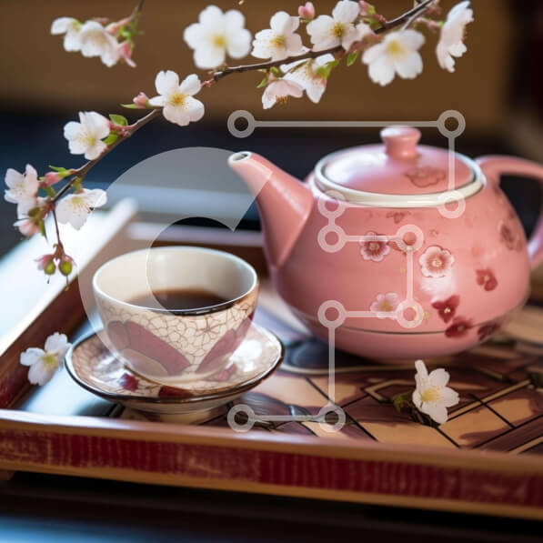 Intra Συλλεκτικό Ξύλινο Παζλ Plywood  4mm - Ροζ τσαγιέρα, φλιτζάνι και δίσκος με λουλούδια Σε Ξύλινο Κουτί - Διαστάσεις: 10x10 cm – 25 κομμάτια