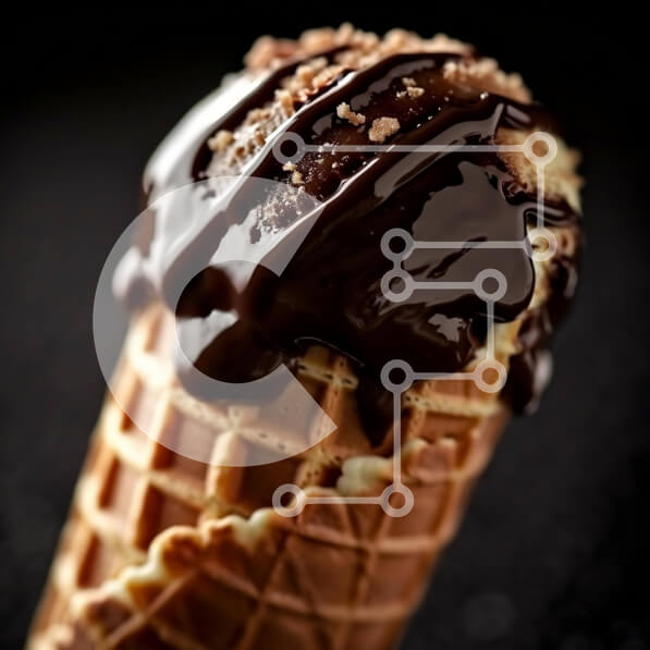 Σετ των 2 Intra Συλλεκτικό Ξύλινο Παζλ Plywood  4mm - Λαχταριστό χωνάκι βάφλα παγωτού με σάλτσα σοκολάτας και πασπαλίζουμε Σε Ξύλινο Κουτί - Διαστάσεις: 10x10 cm – 25 κομμάτια