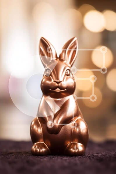 Intra Συλλεκτικό Ξύλινο Παζλ Plywood  4mm - Ειδώλιο λαγουδάκι του Πάσχα σε πορτοκαλί φόντο Σε Ξύλινο Κουτί - Διαστάσεις: 10x10 cm – 25 κομμάτια