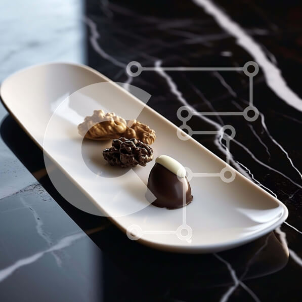 Σετ των 2 Intra Συλλεκτικό Ξύλινο Παζλ Plywood  4mm - Διάφορα επιδόρπια σε λευκό πιάτο Σε Ξύλινο Κουτί - Διαστάσεις: 10x10 cm – 25 κομμάτια