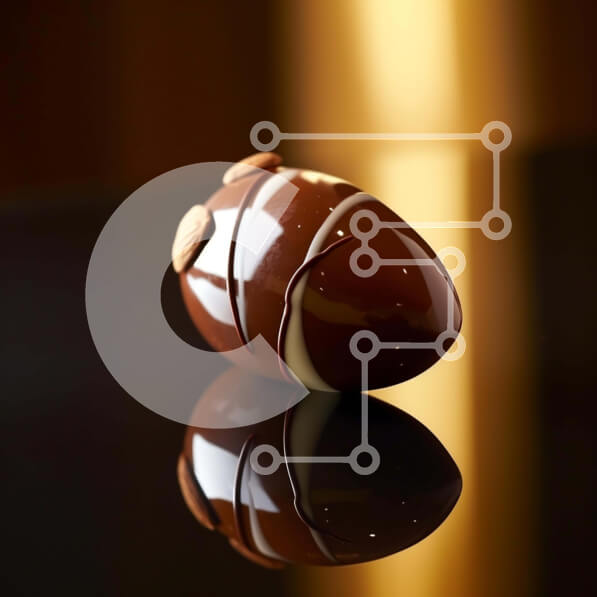 Σετ των 2 Intra Συλλεκτικό Ξύλινο Παζλ Plywood  4mm - Μαύρο σοκολατένιο αυγό με αμύγδαλα σε ανακλαστική επιφάνεια Σε Ξύλινο Κουτί - Διαστάσεις: 10x10 cm – 25 κομμάτια