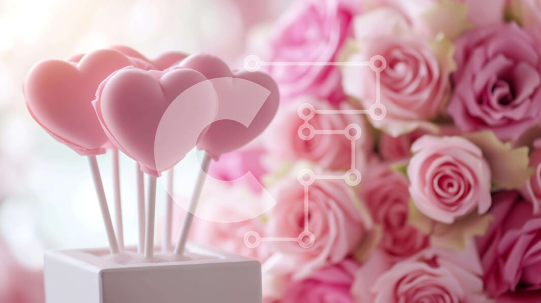 Intra Συλλεκτικό Ξύλινο Παζλ Plywood  4mm - Γλειφιτζούρια με καρδιά για την ημέρα του Αγίου Βαλεντίνου και ροζ τριαντάφυλλα σε βάζο Σε Ξύλινο Κουτί - Διαστάσεις: 10x10 cm – 25 κομμάτια