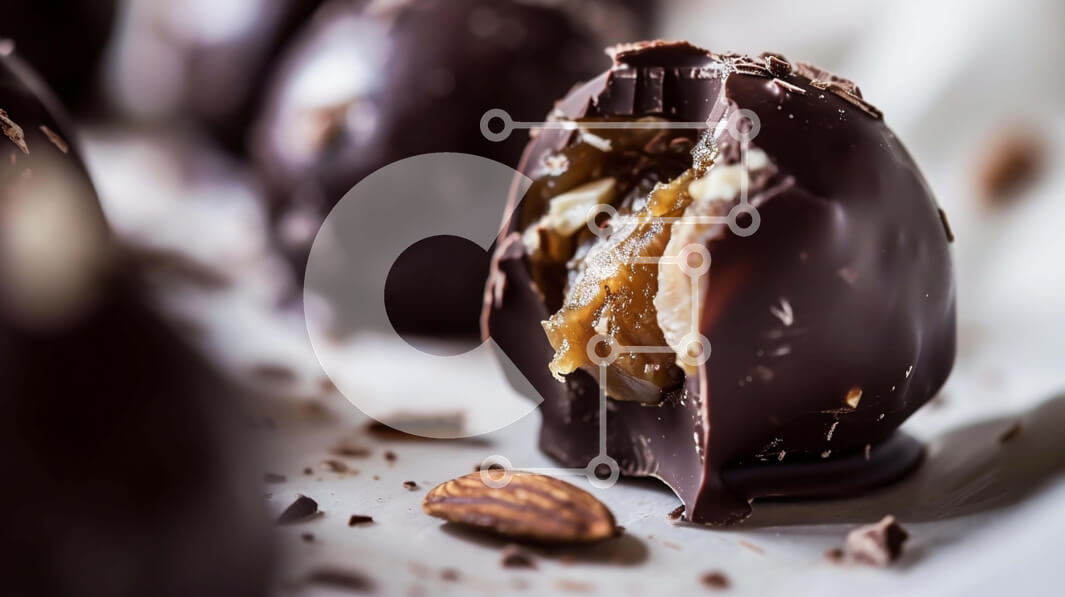 Σετ των 2 Intra Συλλεκτικό Ξύλινο Παζλ Plywood  4mm - Πιάτο σοκολατένιες μπάλες με ξηρούς καρπούς Σε Ξύλινο Κουτί - Διαστάσεις: 10x10 cm – 25 κομμάτια