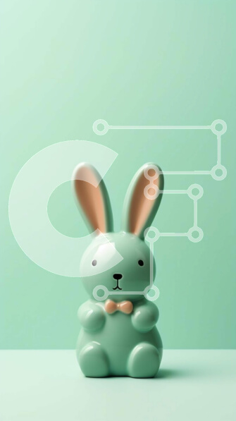 Intra Συλλεκτικό Ξύλινο Παζλ Plywood  4mm - Μικρό πράσινο ειδώλιο λαγουδάκι σε πορτοκαλί φόντο Σε Ξύλινο Κουτί - Διαστάσεις: 10x10 cm – 25 κομμάτια