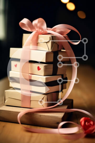 Intra Συλλεκτικό Ξύλινο Παζλ Plywood  4mm - Στοίβα κουτιά δώρων με ροζ κορδέλες και φιόγκους Σε Ξύλινο Κουτί - Διαστάσεις: 10x10 cm – 25 κομμάτια