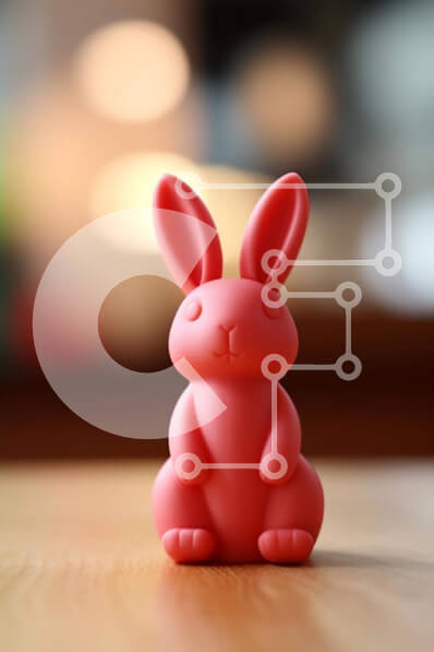 Intra Συλλεκτικό Ξύλινο Παζλ Plywood  4mm - Ροζ ειδώλιο λαγουδάκι σε ημιτελές ξύλινο τραπέζι Σε Ξύλινο Κουτί - Διαστάσεις: 10x10 cm – 25 κομμάτια