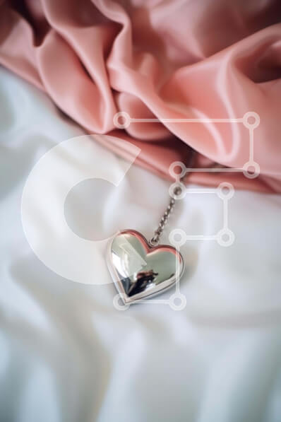 Intra Συλλεκτικό Ξύλινο Παζλ Plywood  4mm - Ασημένιο μενταγιόν σε σχήμα καρδιάς σε ροζ σατέν ύφασμα Σε Ξύλινο Κουτί - Διαστάσεις Puzzle: 10x10 cm – 25 κομμάτια