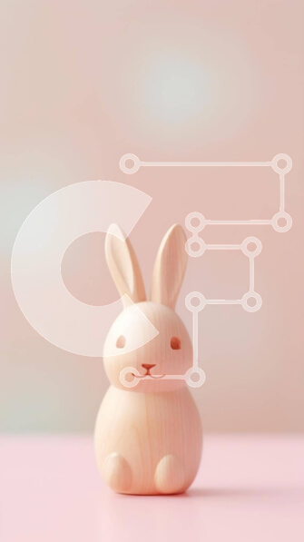 Intra Συλλεκτικό Ξύλινο Παζλ Plywood  4mm - Ξύλινο παιχνίδι λαγουδάκι σε ροζ φόντο Σε Ξύλινο Κουτί - Διαστάσεις: 10x10 cm – 25 κομμάτια