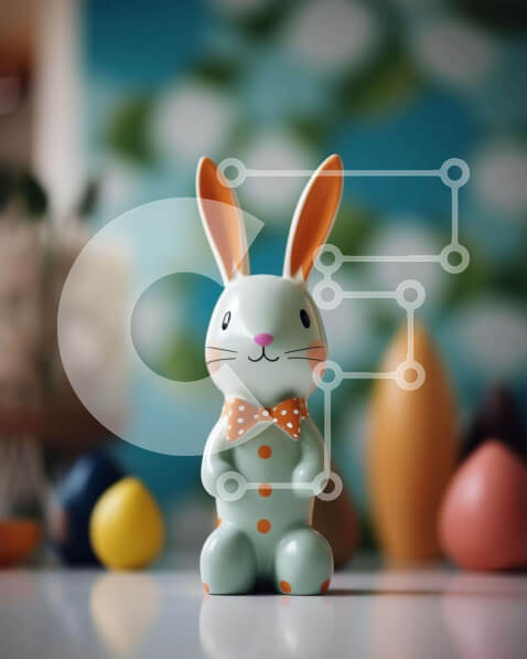 Intra Συλλεκτικό Ξύλινο Παζλ Plywood  4mm - Πασχαλινό παιχνίδι λαγουδάκι με οκταγωνικό παπιγιόν και πασχαλινά αυγά Σε Ξύλινο Κουτί - Διαστάσεις Puzzle: 10x10 cm – 25 κομμάτια