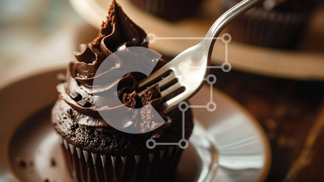 Σετ των 2 Intra Συλλεκτικό Ξύλινο Παζλ Plywood  4mm - Λαχταριστό Cupcake σοκολάτας με παγώνα και πιρούνι Σε Ξύλινο Κουτί - Διαστάσεις: 10x10 cm – 25 κομμάτια