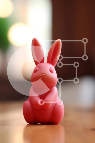 Intra Συλλεκτικό Ξύλινο Παζλ Plywood  4mm - Ροζ ειδώλιο λαγουδάκι σε ξύλινο τραπέζι Σε Ξύλινο Κουτί - Διαστάσεις: 10x10 cm – 25 κομμάτια