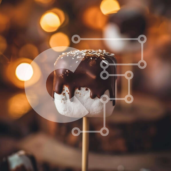 Intra Συλλεκτικό Ξύλινο Παζλ Plywood  4mm - Marshmallows και σοκολάτα με φόντο χριστουγεννιάτικο δέντρο Σε Ξύλινο Κουτί - Διαστάσεις: 10x10 cm – 25 κομμάτια