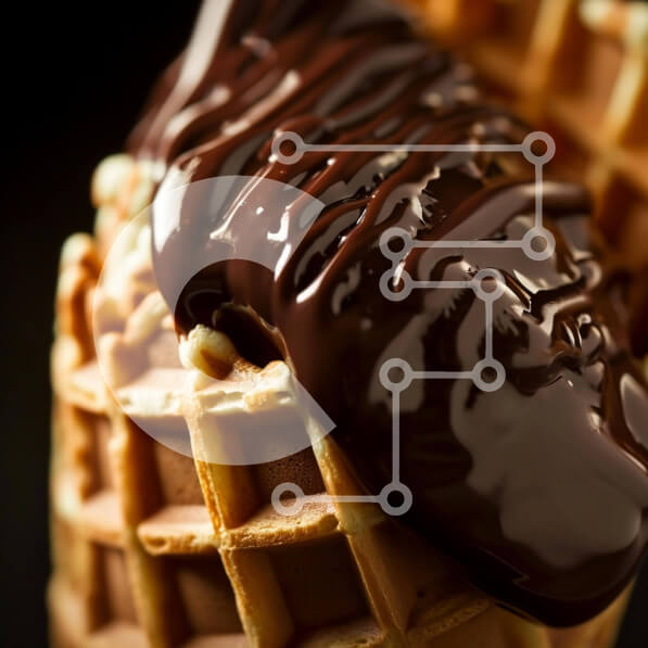 Σετ των 2 Intra Συλλεκτικό Ξύλινο Παζλ Plywood  4mm - Λαχταριστό χωνάκι βάφλας με σοκολάτα με σάλτσα σοκολάτας Σε Ξύλινο Κουτί - Διαστάσεις: 10x10 cm – 25 κομμάτια