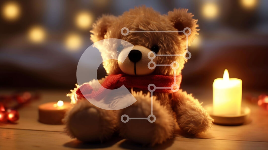 Intra Συλλεκτικό Ξύλινο Παζλ Plywood  4mm - Αρκουδάκι με αναμμένο κερί σε ένα δωμάτιο Σε Ξύλινο Κουτί - Διαστάσεις Puzzle: 10x10 cm – 25 κομμάτια