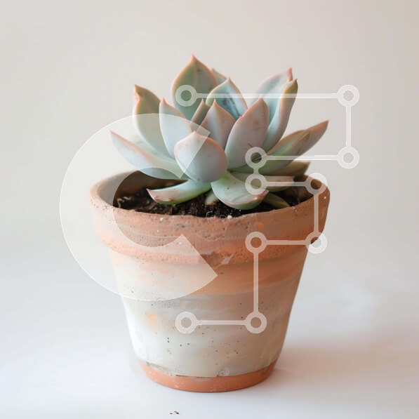 Intra Συλλεκτικό Ξύλινο Παζλ Plywood  4mm - Μικρό παχύφυτο σε γλάστρα σε λευκό φόντο Σε Ξύλινο Κουτί - Διαστάσεις: 10x10 cm – 25 κομμάτια