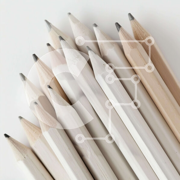 Intra Συλλεκτικό Ξύλινο Παζλ Plywood  4mm - Διάταξη λευκών μολυβιών με χαρτιά στο τραπέζι Σε Ξύλινο Κουτί - Διαστάσεις: 10x10 cm – 25 κομμάτια