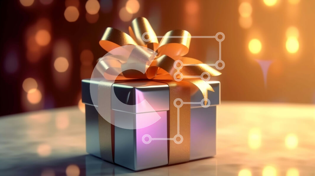 Intra Συλλεκτικό Ξύλινο Παζλ Plywood  4mm - Ασημένιο κουτί δώρου με χρυσή κορδέλα σε φωτιζόμενο τραπέζι Σε Ξύλινο Κουτί - Διαστάσεις Puzzle: 10x10 cm – 25 κομμάτια