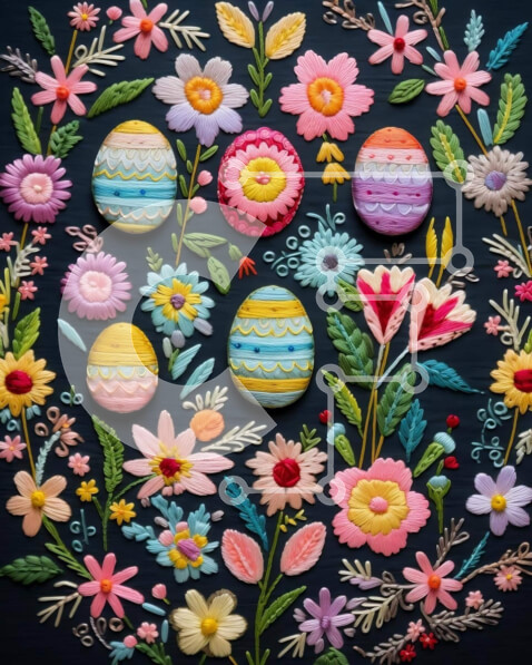 Intra Συλλεκτικό Ξύλινο Παζλ Plywood  4mm - Πολύχρωμο στεφάνι πασχαλινών αυγών σε μαύρο φόντο Σε Ξύλινο Κουτί - Διαστάσεις Puzzle: 10x10 cm – 25 κομμάτια