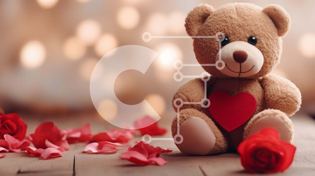 Intra Συλλεκτικό Ξύλινο Παζλ Plywood  4mm - Χαριτωμένο αρκουδάκι με καρδιά και τριαντάφυλλα Σε Ξύλινο Κουτί - Διαστάσεις Puzzle: 10x10 cm – 25 κομμάτια