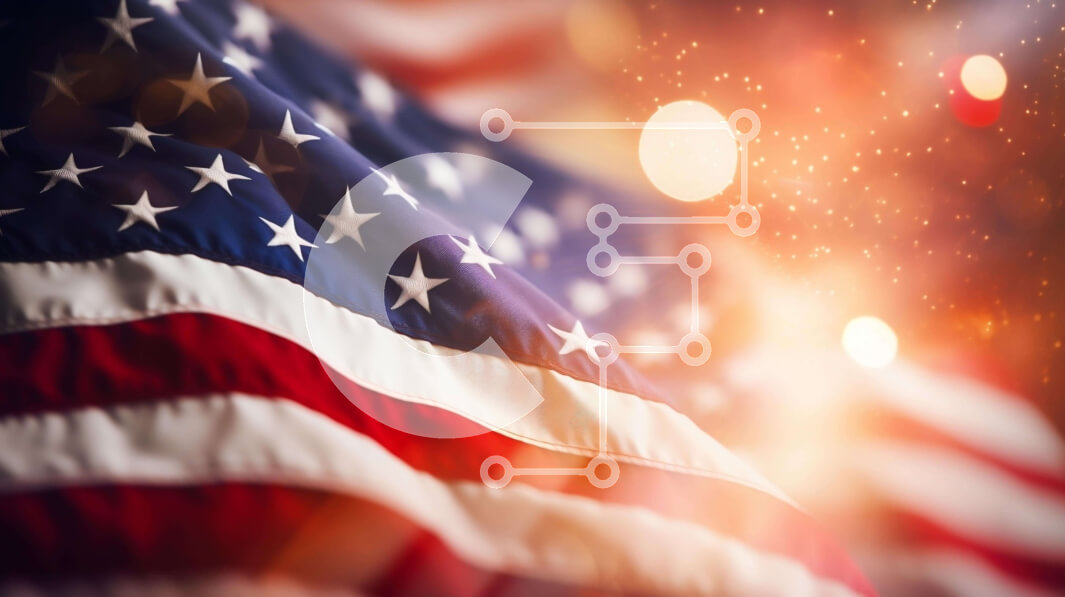 Intra Συλλεκτικό Ξύλινο Παζλ Plywood  4mm - Αμερικανική σημαία με φωτεινά φώτα την ημέρα της ανεξαρτησίας Σε Ξύλινο Κουτί - Διαστάσεις: 10x10 cm – 25 κομμάτια