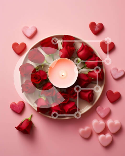 Intra Συλλεκτικό Ξύλινο Παζλ Plywood  4mm - Ρομαντική σύνθεση από τριαντάφυλλα και καρδιές Σε Ξύλινο Κουτί - Διαστάσεις Puzzle: 10x10 cm – 25 κομμάτια