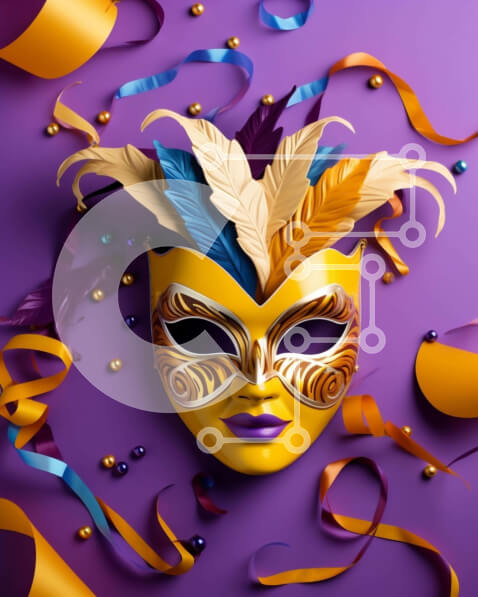 Intra Συλλεκτικό Ξύλινο Παζλ Plywood  4mm - Ζωντανή μάσκα μεταμφίεσης με πολύχρωμα φτερά Σε Ξύλινο Κουτί - Διαστάσεις Puzzle: 10x10 cm – 25 κομμάτια