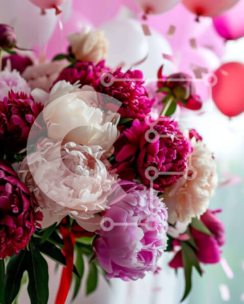 Intra Συλλεκτικό Ξύλινο Παζλ Plywood  4mm - Γιορτινό μπουκέτο λουλουδιών με μπαλόνια Σε Ξύλινο Κουτί - Διαστάσεις: 10x10 cm – 25 κομμάτια