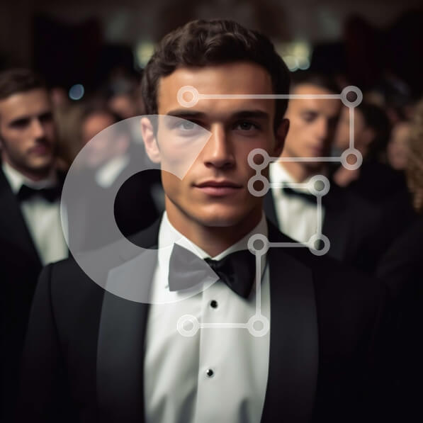 Intra Συλλεκτικό Ξύλινο Παζλ Plywood  4mm - Κομψό πορτρέτο ενός άνδρα με μαύρο σμόκιν με παπιγιόν Σε Ξύλινο Κουτί - Διαστάσεις Puzzle: 10x10 cm – 25 κομμάτια