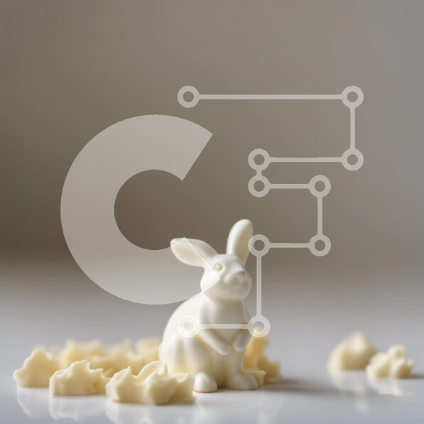 Intra Συλλεκτικό Ξύλινο Παζλ Plywood  4mm - Ειδώλιο λαγουδάκι του Πάσχα σε τραπέζι σοκολάτας Σε Ξύλινο Κουτί - Διαστάσεις: 10x10 cm – 25 κομμάτια