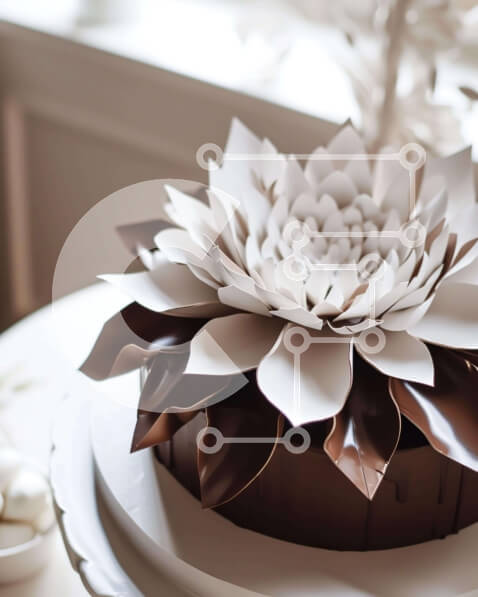 Σετ των 2 Intra Συλλεκτικό Ξύλινο Παζλ Plywood  4mm - Πολύπλοκα σχεδιασμένο κέικ λουλουδιών με διάσπαρτα κομμάτια σοκολάτας Σε Ξύλινο Κουτί - Διαστάσεις: 10x10 cm – 25 κομμάτια