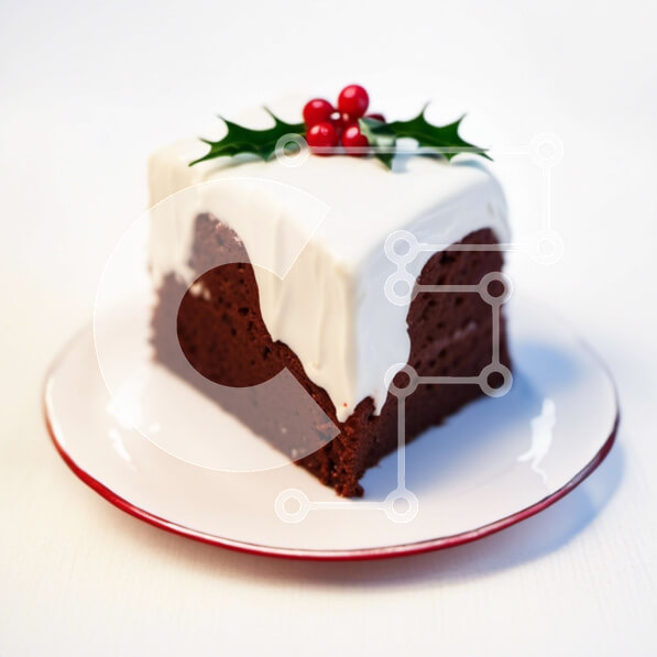 Σετ των 2 Intra Συλλεκτικό Ξύλινο Παζλ Plywood  4mm - Κέικ σοκολάτας με White Frosting και Holly Berries Σε Ξύλινο Κουτί - Διαστάσεις: 10x10 cm – 25 κομμάτια