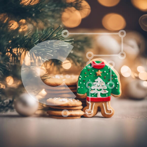 Intra Συλλεκτικό Ξύλινο Παζλ Plywood  4mm - Γιορτινά χριστουγεννιάτικα μπισκότα με Άσχημη διακόσμηση με πουλόβερ Σε Ξύλινο Κουτί - Διαστάσεις Puzzle: 10x10 cm – 25 κομμάτια